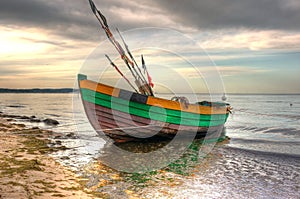 HDR fishing boat on the beach