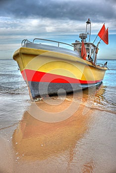 HDR fishing boat on the beach