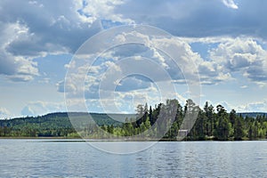 HDR image of small island on the lake Borgsjoen in Sweden