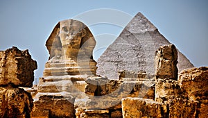 HDR Image The Sphinx and Pyramid of Khafre