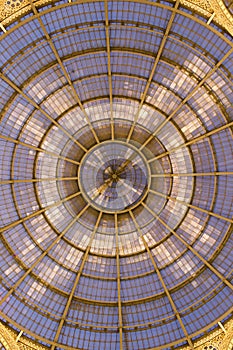 HDR night photo of Galleria Vittorio Emanuele II ornamental ceiling in Milan