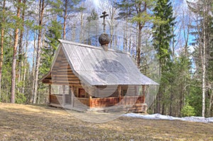 HDR of old wooden church in Malye Karely (Little Karely) near Ar