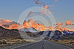 HDR Patagonia road at sunrise