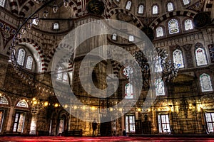 HDR photo of the interior of the Sehzade Mosque in Istanbul