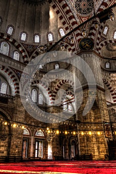 HDR photo of the interior of the Sehzade Mosque in Istanbul