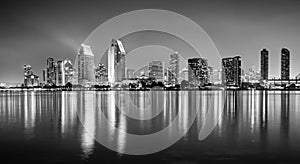 An HDR photo of the skyline of San Diego from the Coronado island.