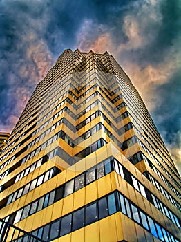 HDR-photo of skyscraper and clouds