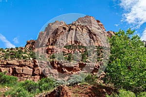 HDR Photo Towering Rocky Butte in Zion National Park