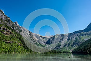 HDR Shoreline view from Avalanche Lake in Glacier National Park, MT, USA.