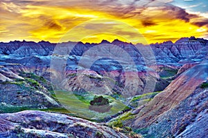 HDR Sunset in The Badlands photo