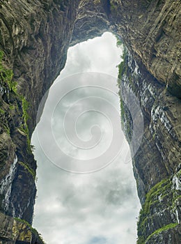 HDR: The Tianmen Mountain with a view of the cave Known as The Heaven`s Gate and the steep 999 stairs at Zhangjiagie, Hunan Provi photo