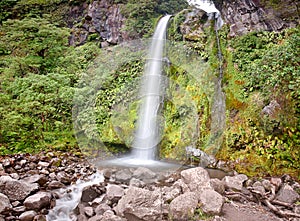 HDR-View of the Dawson Falls Taranaki National Park, New Zealand