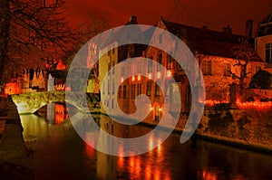 HDR view after sunset of Brugge, Belgium, photo