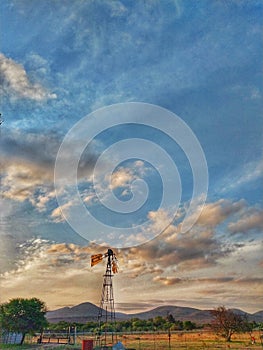 HDR of windmil during sunset photo