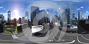 HDRI map. Spherical panorama. cityscape
