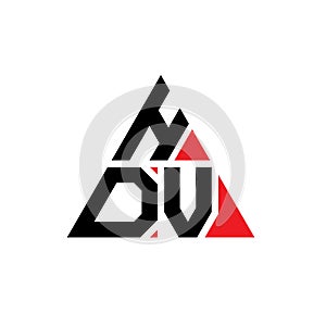 HDV triangle letter logo design with triangle shape. HDV triangle logo design monogram. HDV triangle vector logo template with red
