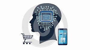 Head with AI Chip Inside: Innovation in Technology and Artificial Intelligence Concept