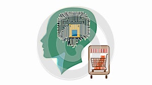 Head with AI Chip Inside: Innovation in Technology and Artificial Intelligence Concept