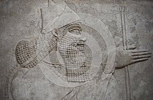 Head of an ancient assyrian warrior