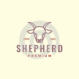 head animal horned cattle livestock goat shepherd lamb polygon line logo design vector