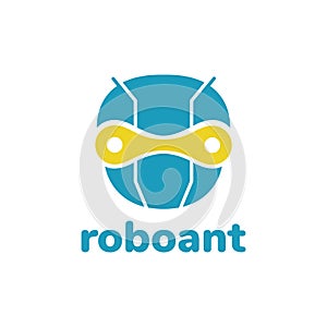Head ant robot technology logo design, vector graphic symbol icon illustration creative idea