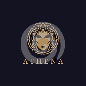 Head of Athena Goddess logo vector illustration