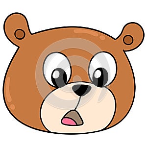The head of the bear face gawking in surprise, doodle icon drawing