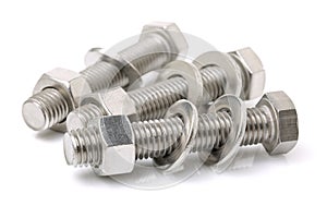 Head bolt and nut with washer