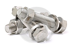 Head bolt and nut with washer