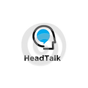 Head Brain bubble talk logo vector icon design illustration isolated white background