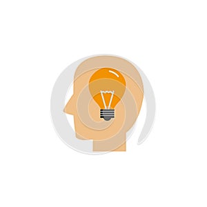 Head brain bulb idea icon flat style