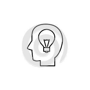 Head brain bulb idea icon line style
