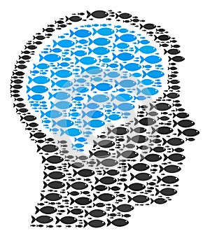Head Brain Composition of Fish Icons