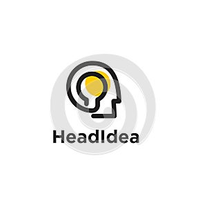 Head Brain idea bulb logo vector icon design illustration isolated white background