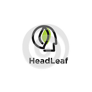 Head Brain leaf logo vector icon design illustration isolated white background