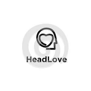 Head Brain love logo vector icon design illustration isolated white background