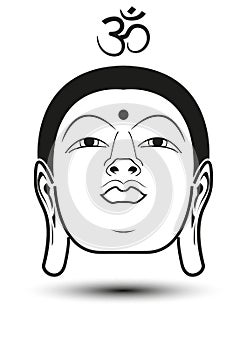 Head of Buddha with Om mantra