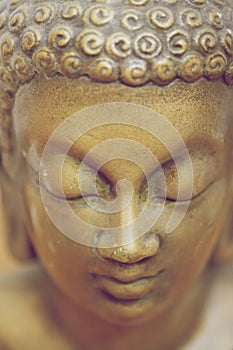 Head of a Buddha statue closeup
