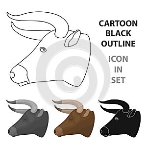Head of bull icon in cartoon style isolated on white background. Rodeo symbol stock vector illustration.