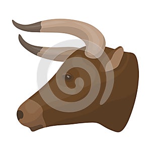 Head of bull icon in cartoon style isolated on white background. Rodeo symbol stock vector illustration.