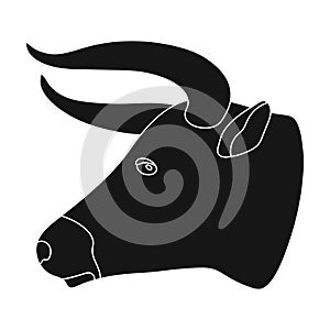 Head of bull icon in monochrome style isolated on white background. Rodeo symbol.