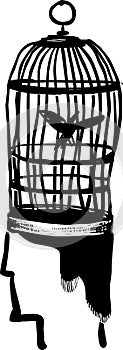 Head-cage person graphic illustration