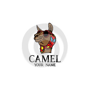 Head camel animal logo vector