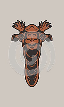 head camel center hand drawn outline design