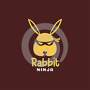 Head cartoon rabbit ninja logo design vector graphic symbol icon illustration creative idea