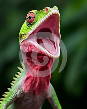 Head closeup wildlife reptile wild green eye animal lizard nature