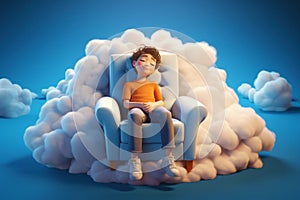 Head in clouds daydreaming concept