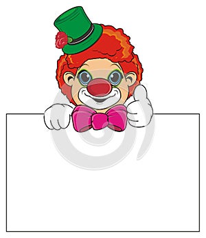 Head of clown with obgect and gesture