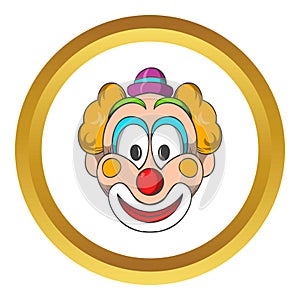 Head of clown vector icon, cartoon style