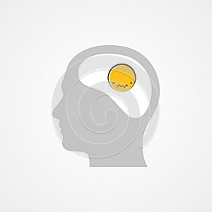 Head and confused face icon. Concept of unlike, negative, contradiction. Vector illustration, flat design